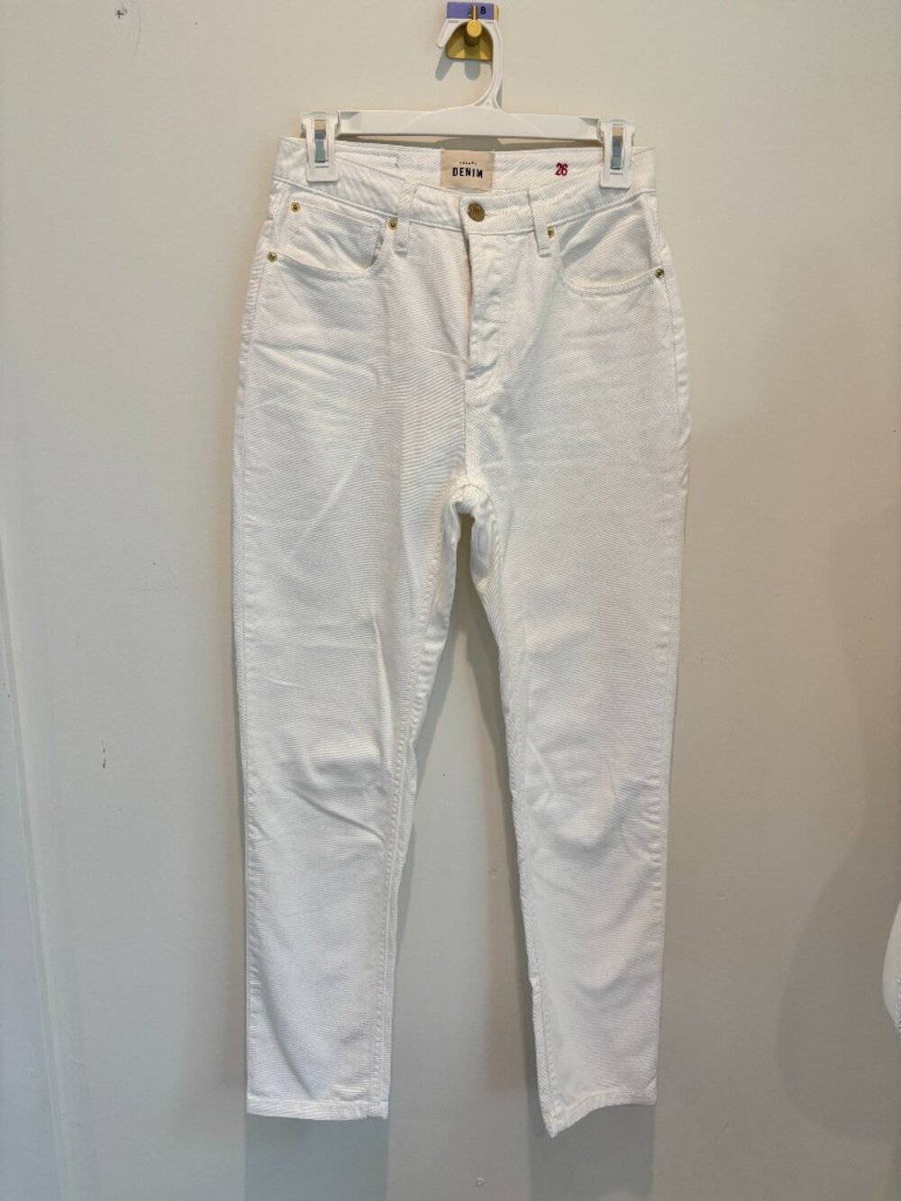 Sézane Ecru White Denim High-Rise Slim Straight Jeans Size 26